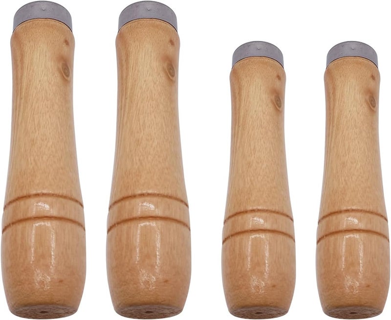 Begino Wooden File Handle with Strong Metal Collars, 4 Pcs Hand Drill File Handle Cutting Tool Craft, 2 Pcs for 6"-8" File and 2 Pcs for 10"-12" File - Image 1